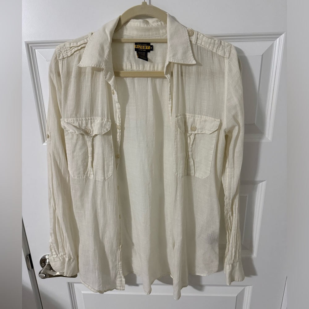Ralph Lauren off white long sleeve button up, size 8